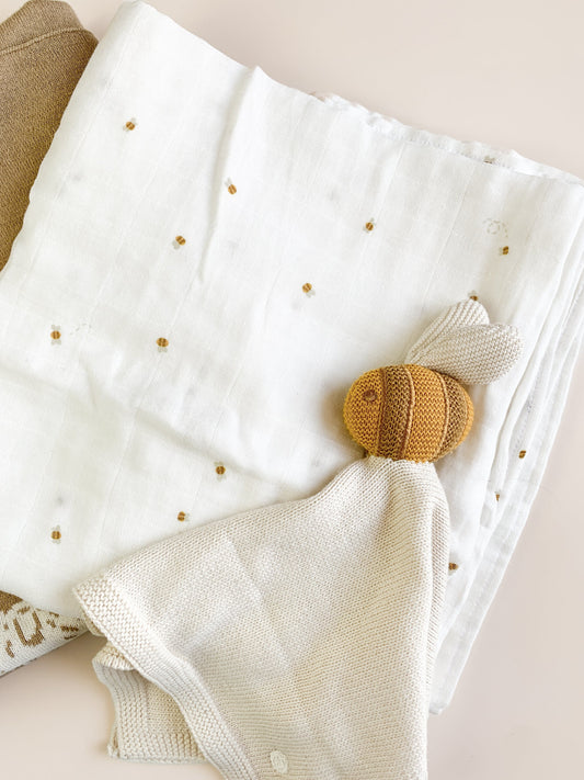 Bee Swaddle and Lovey Set - Bee