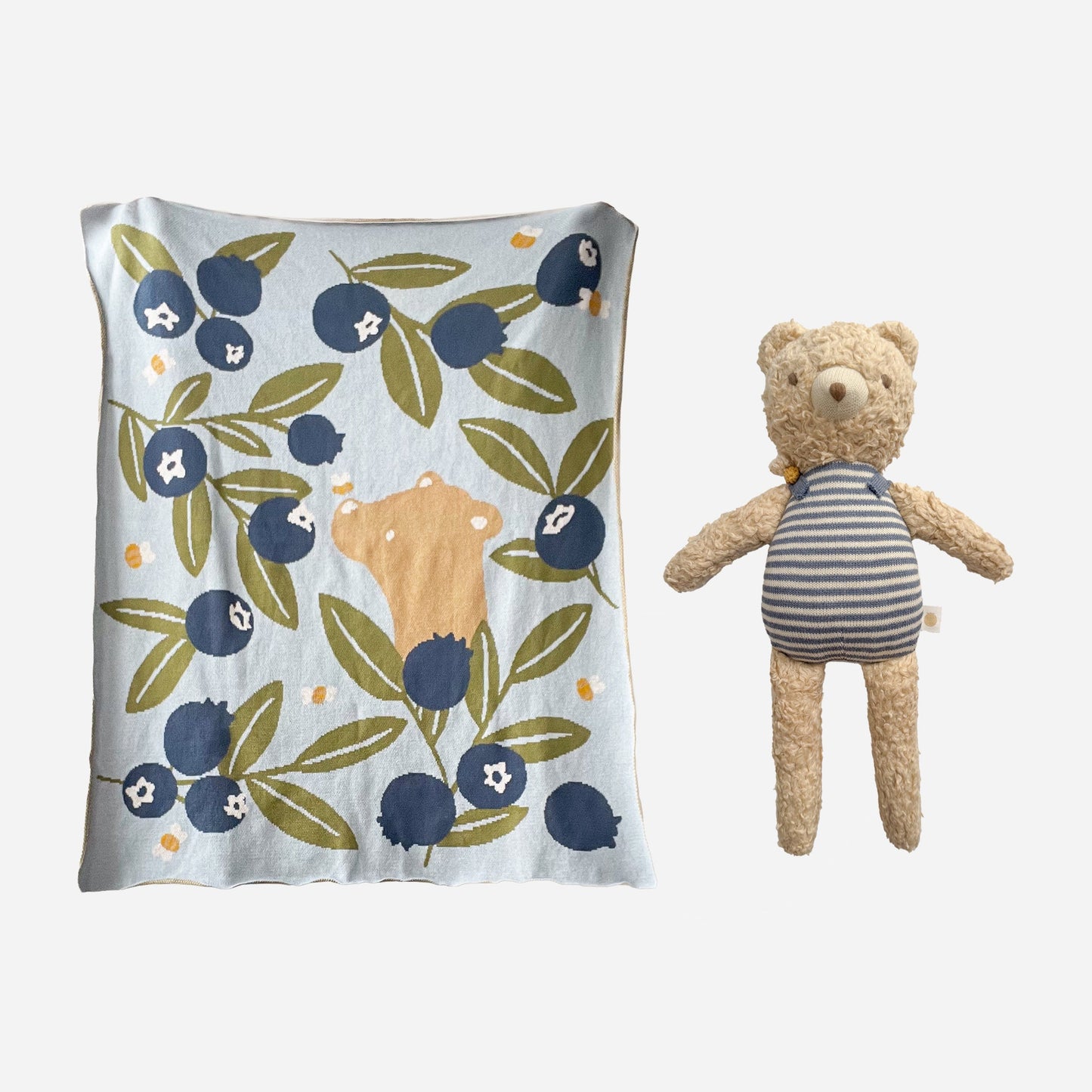 Blueberry Blanket and Henry Bear Bee Plush Set