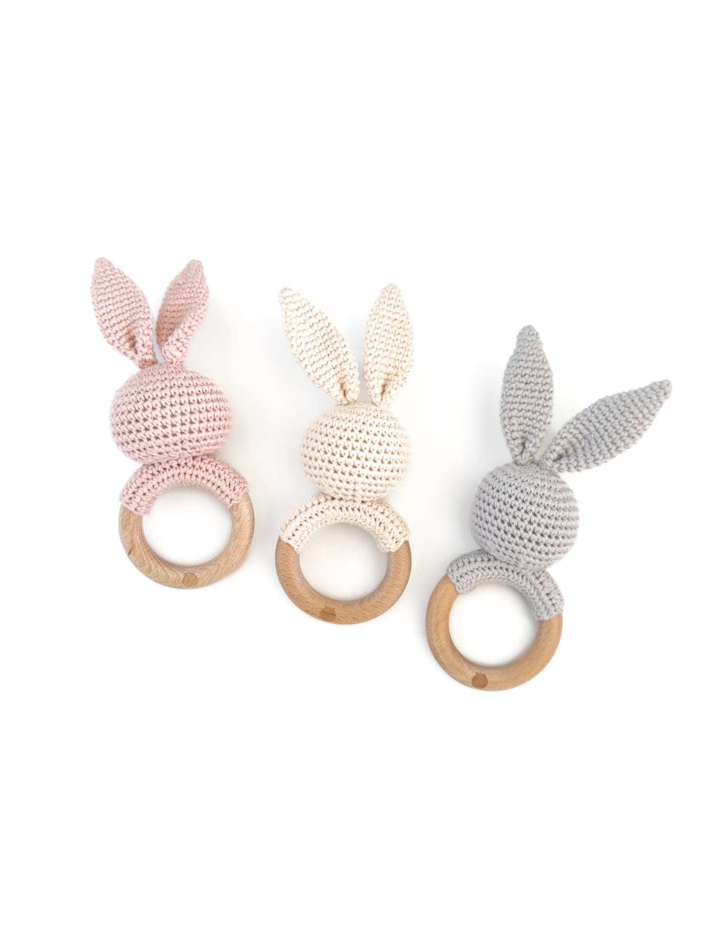 Bunny Rattle Set - Blush Grey and Cream