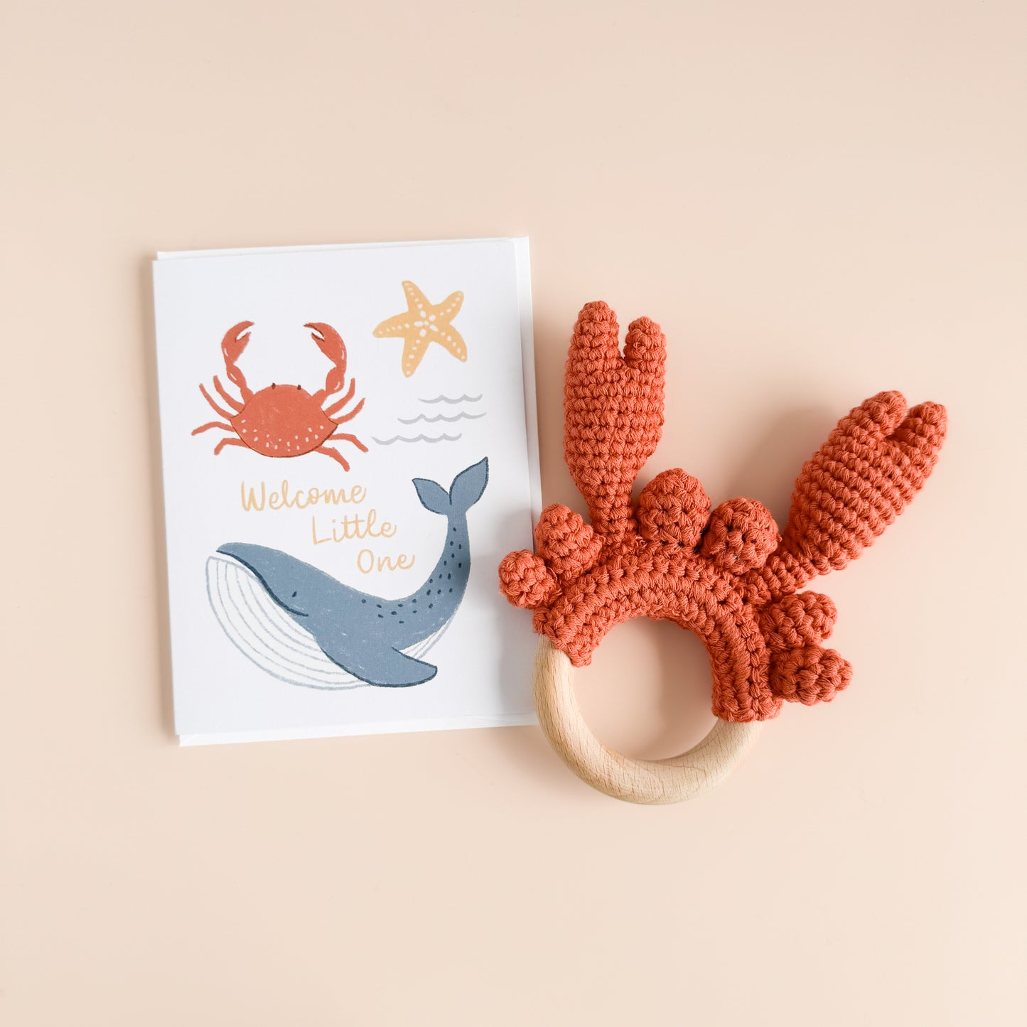 Nautical Swaddle and Teether Set, Crab