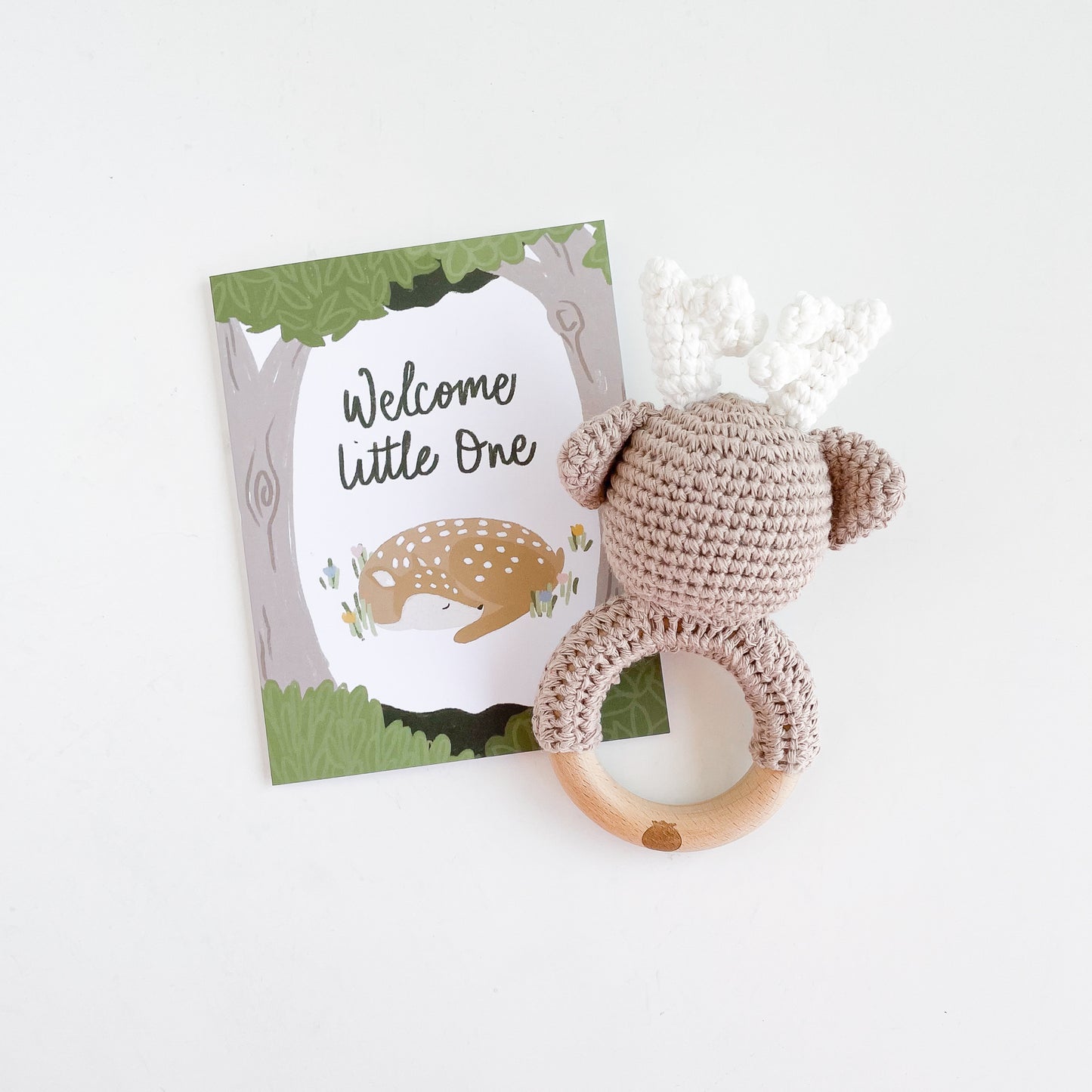 Welcome Little One Deer Baby Greeting Card