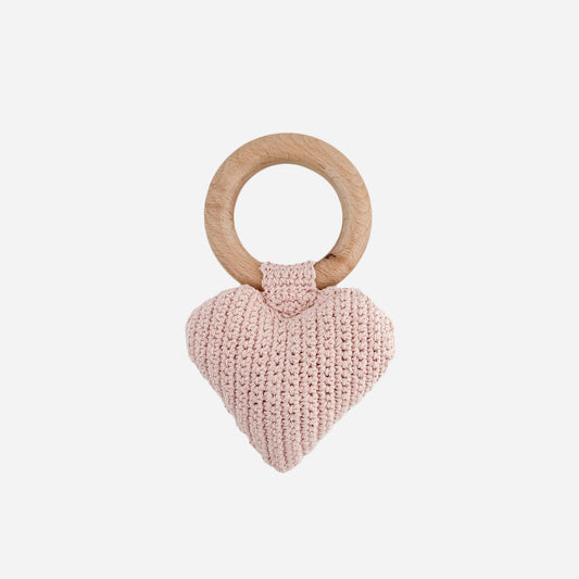 Cotton Crochet Rattle Teether Heart