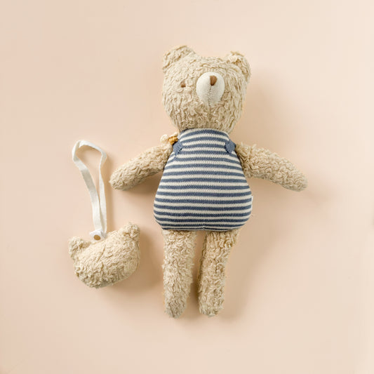Henry Bear Plush Toy Lovey and Pacifier Clip Set - Bee