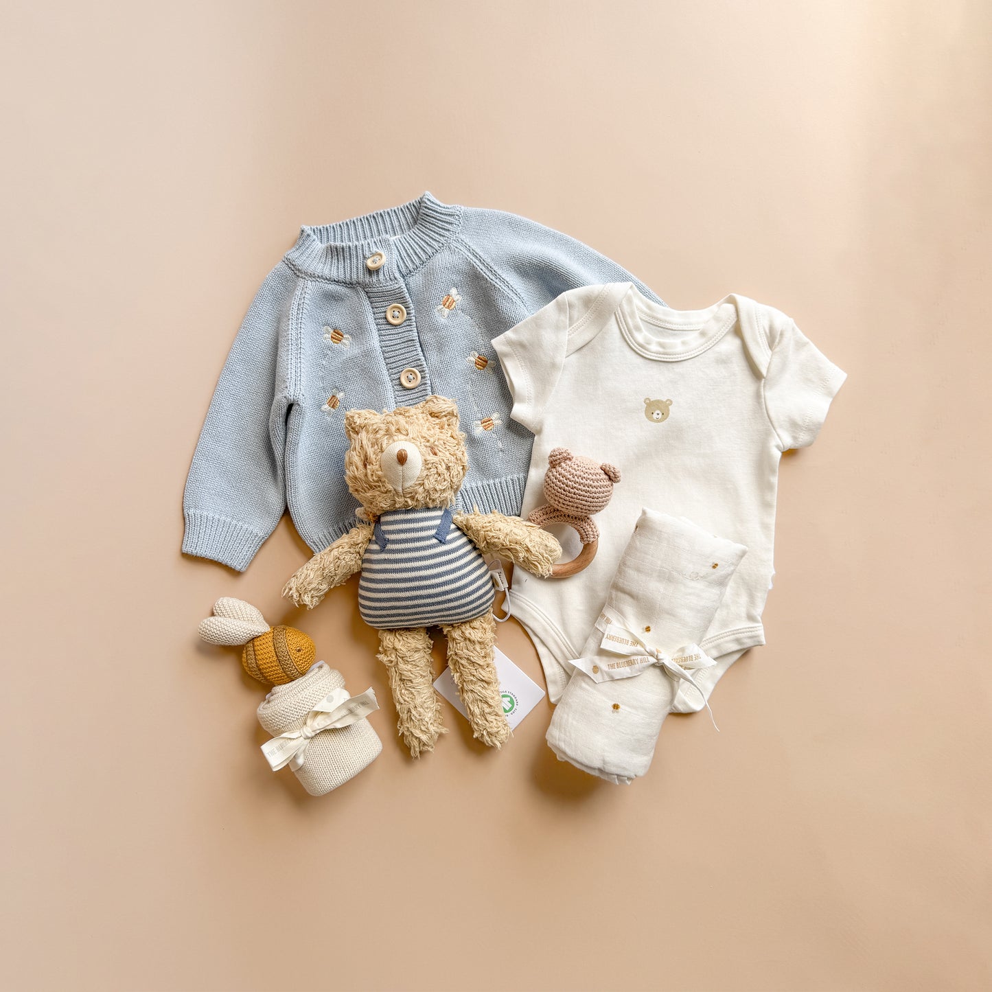 Cotton Bee Cardigan and Henry Bear Set