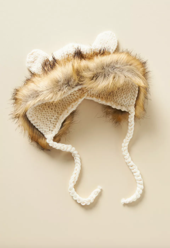Baby Lion Hat and Booties Set, Cream