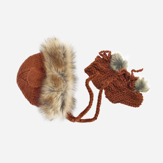 Baby Lion Hat and Booties Set, Cinnamon