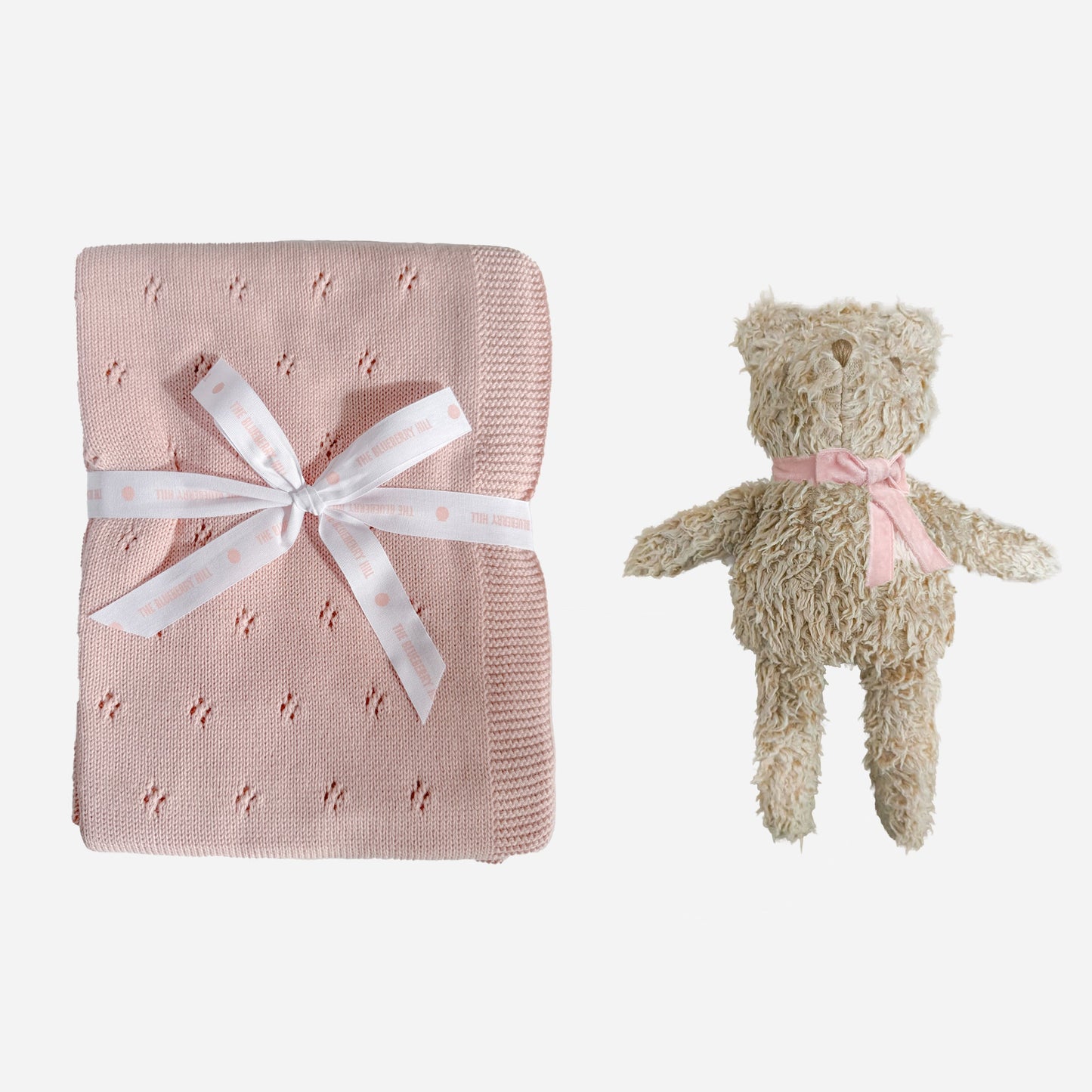 Pique Blanket and Harper Bear Plush Toy Set - Pink
