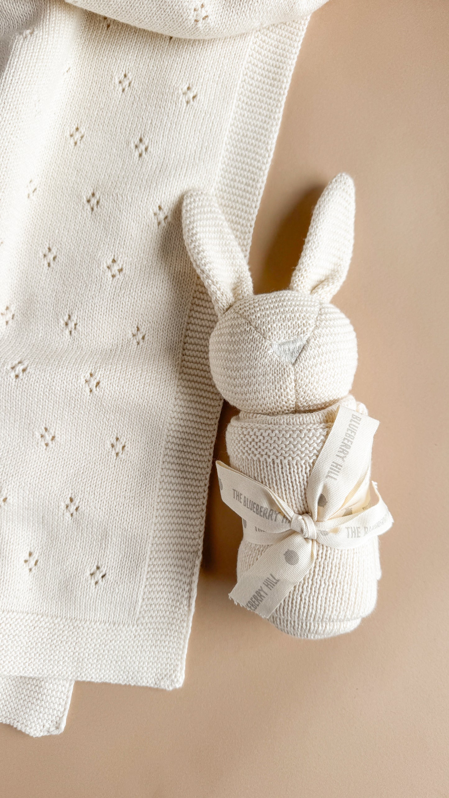 Pique Blanket & Bunny Lovey Gift Set, Cream | Organic Cotton