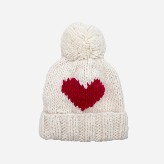 Heart Knit Hat, Red