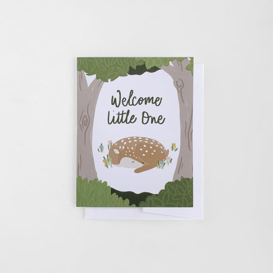 Welcome Little One Deer Baby Greeting Card