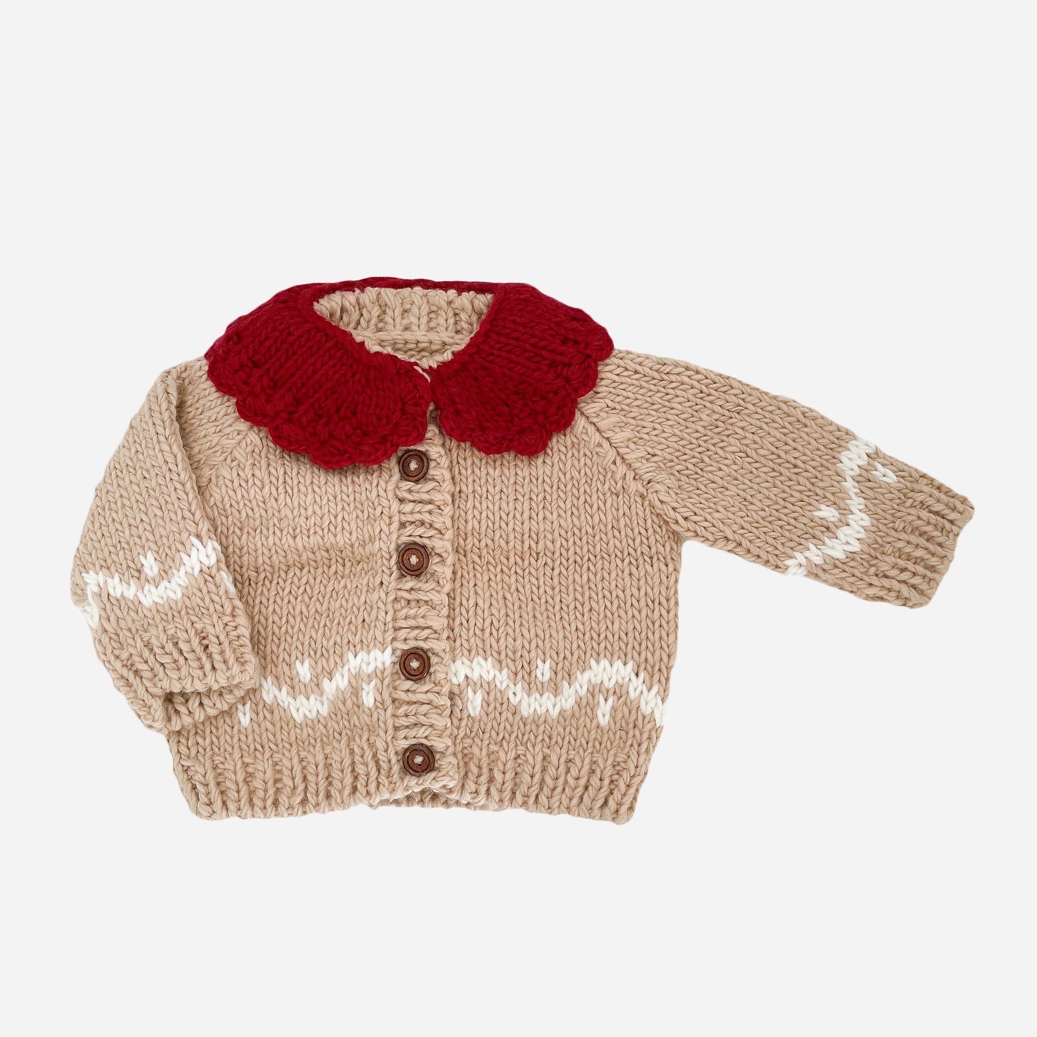 Hand-Knit Baby Gingerbread Cardigan for Holidays: Adorable Festive