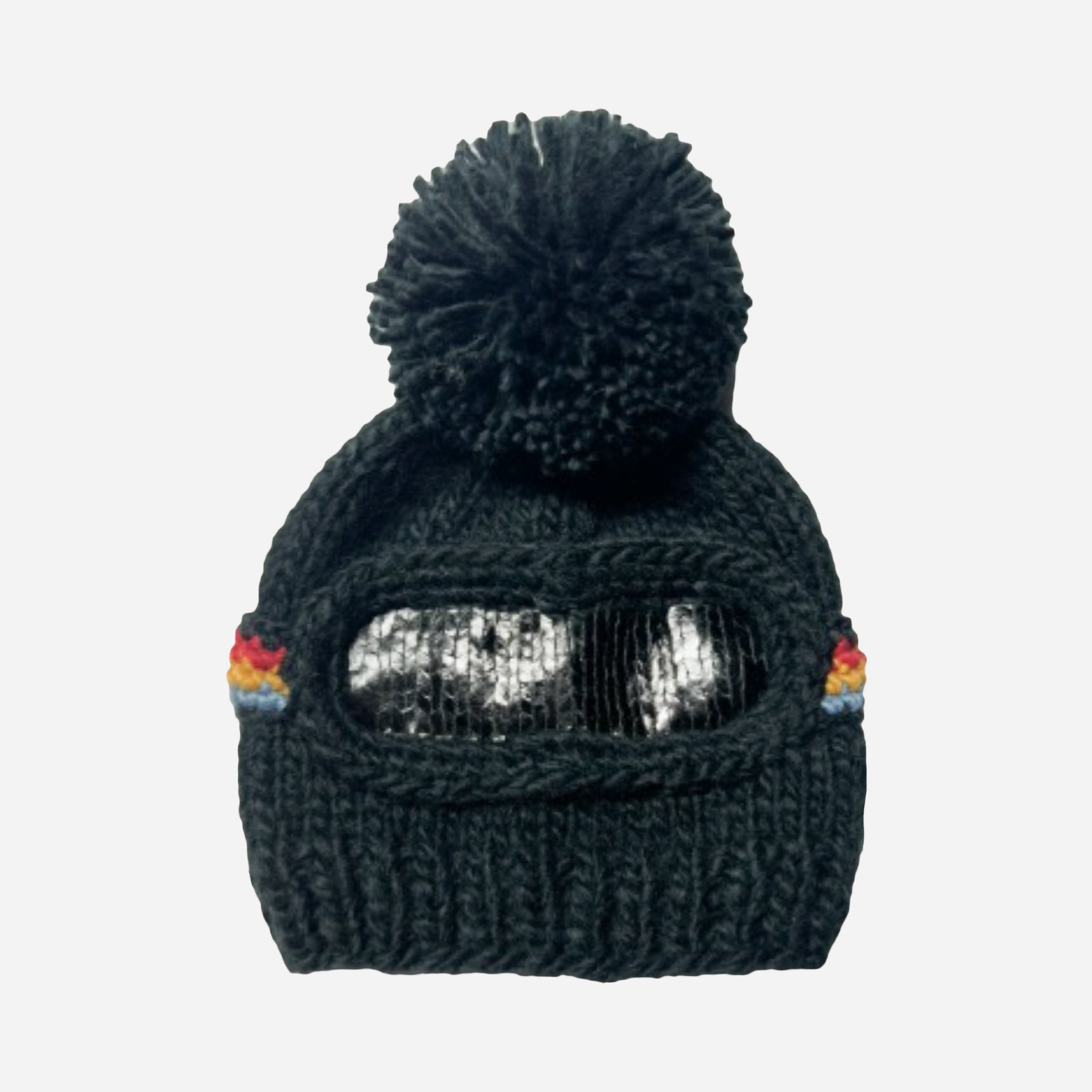 Hand-Knit Black Ski Goggle Hat for Kids: The Perfect Gift for Chilly Outdoor Play Black / 2-5y