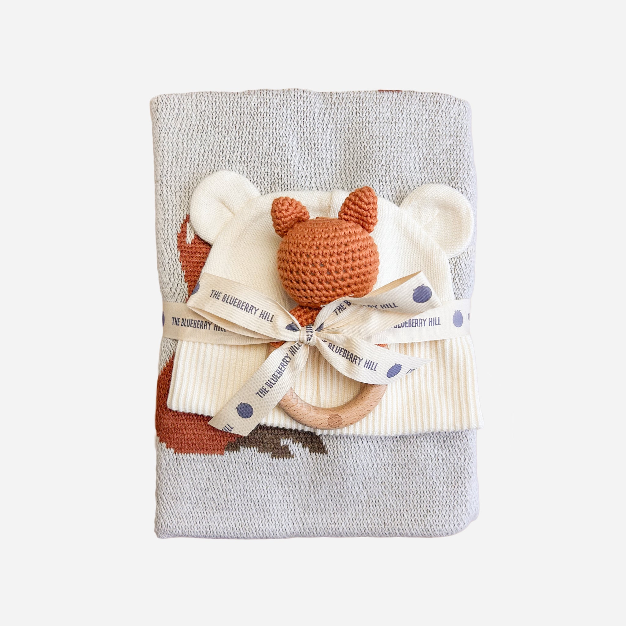 Baby Newborn ABC Woodland Blanket Organic Cotton Fox Rattle Gift