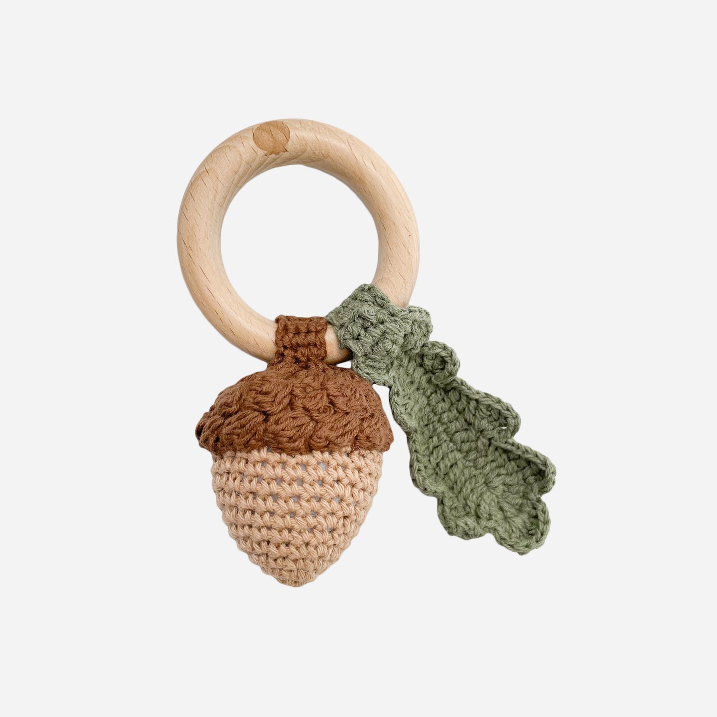 Cotton Crochet Rattle Teether, Acorn