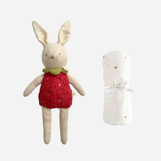 Bailey Strawberry Bunny and Strawberry Swaddle Set