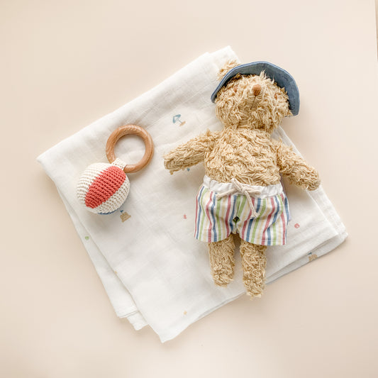 Eddie Bear Plush and Beach Swaddle Set