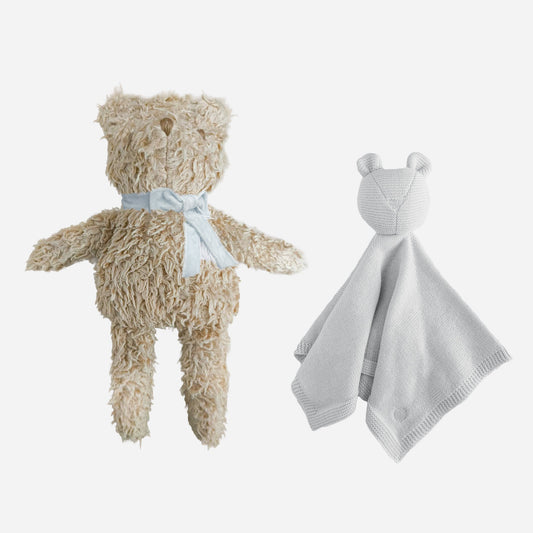 Harper Bear Plush Toy Lovey Set - Blue