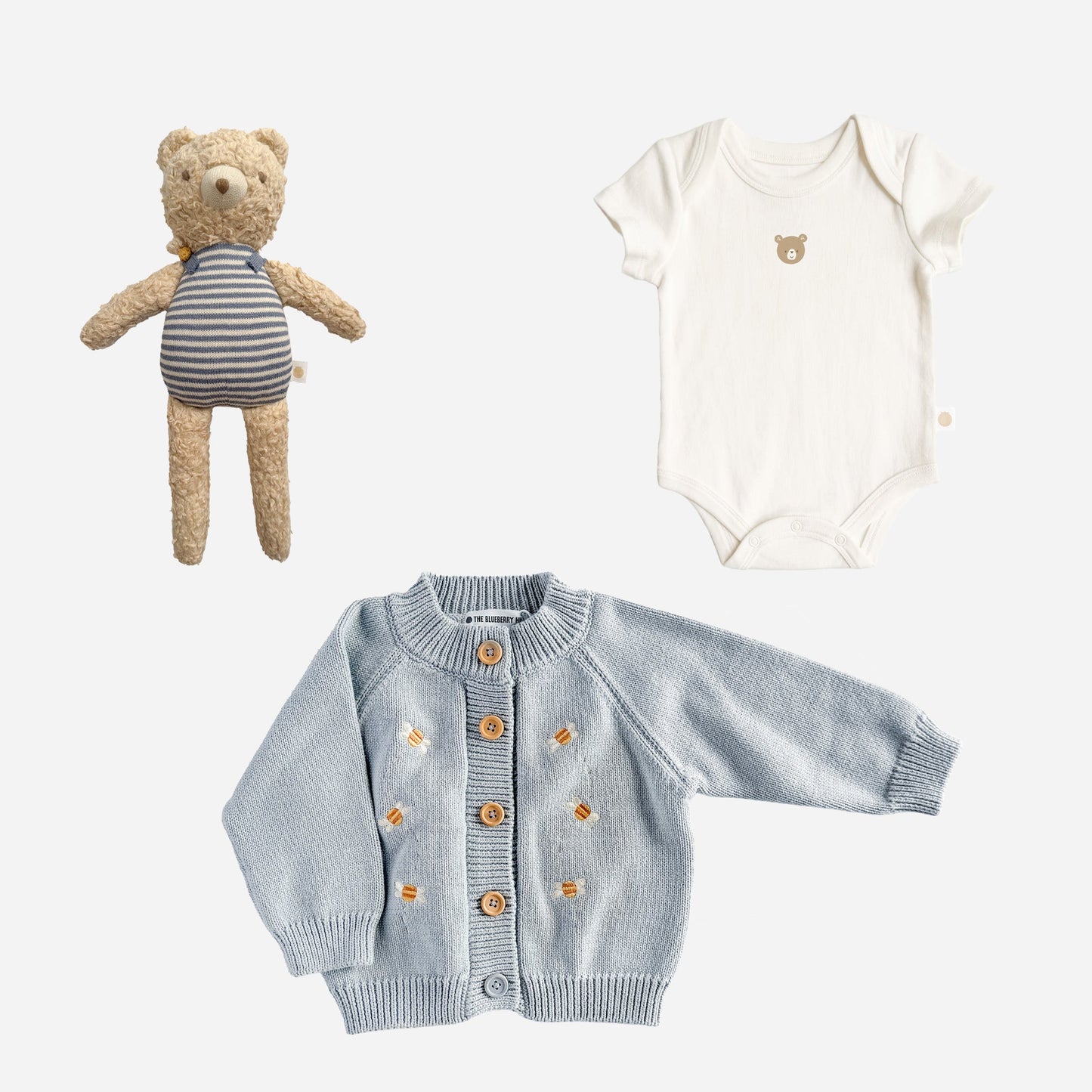 Set Henry Bear Plush Toy Bear Onesie Bee Cardigan