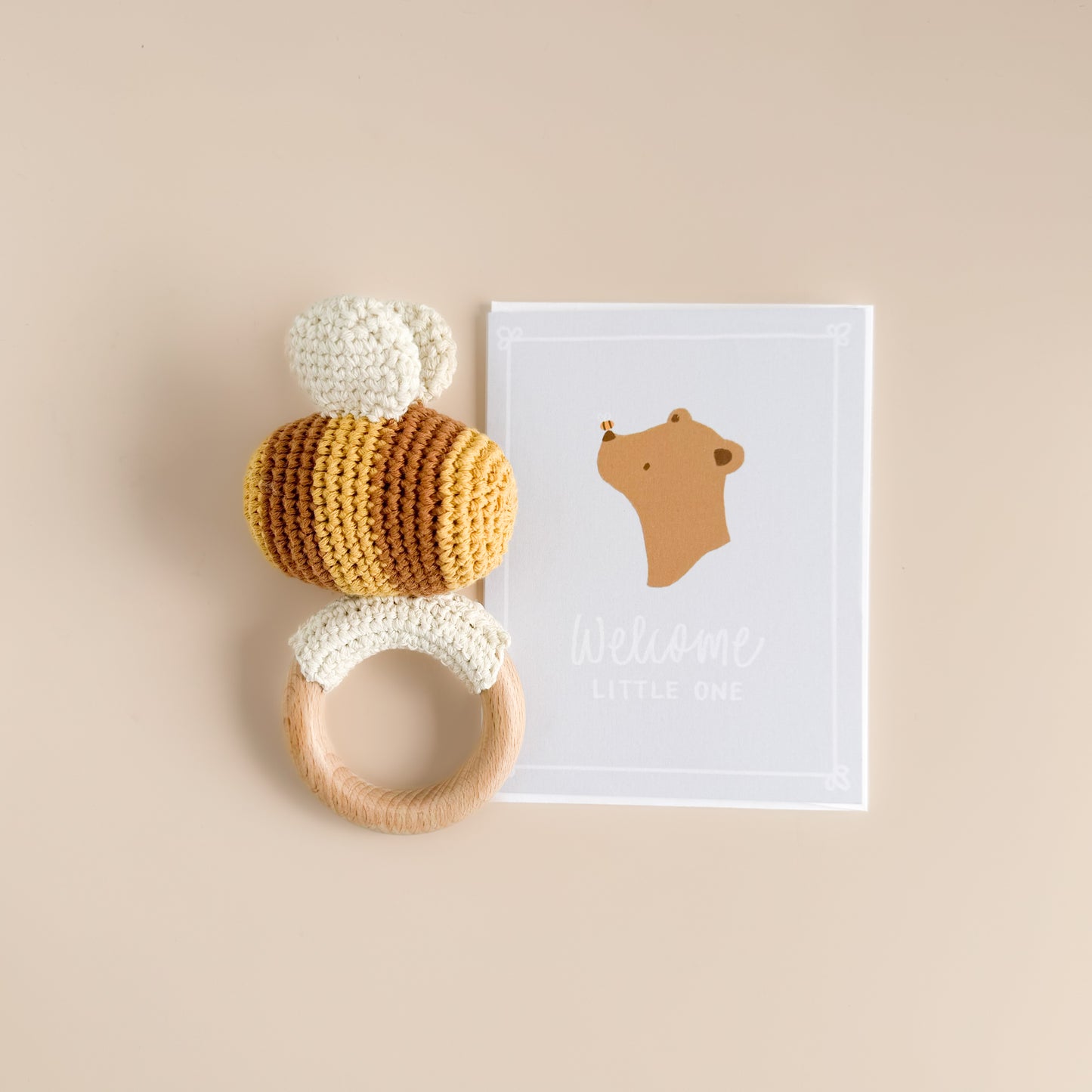 Welcome Little One Bee Bear Greeting Card