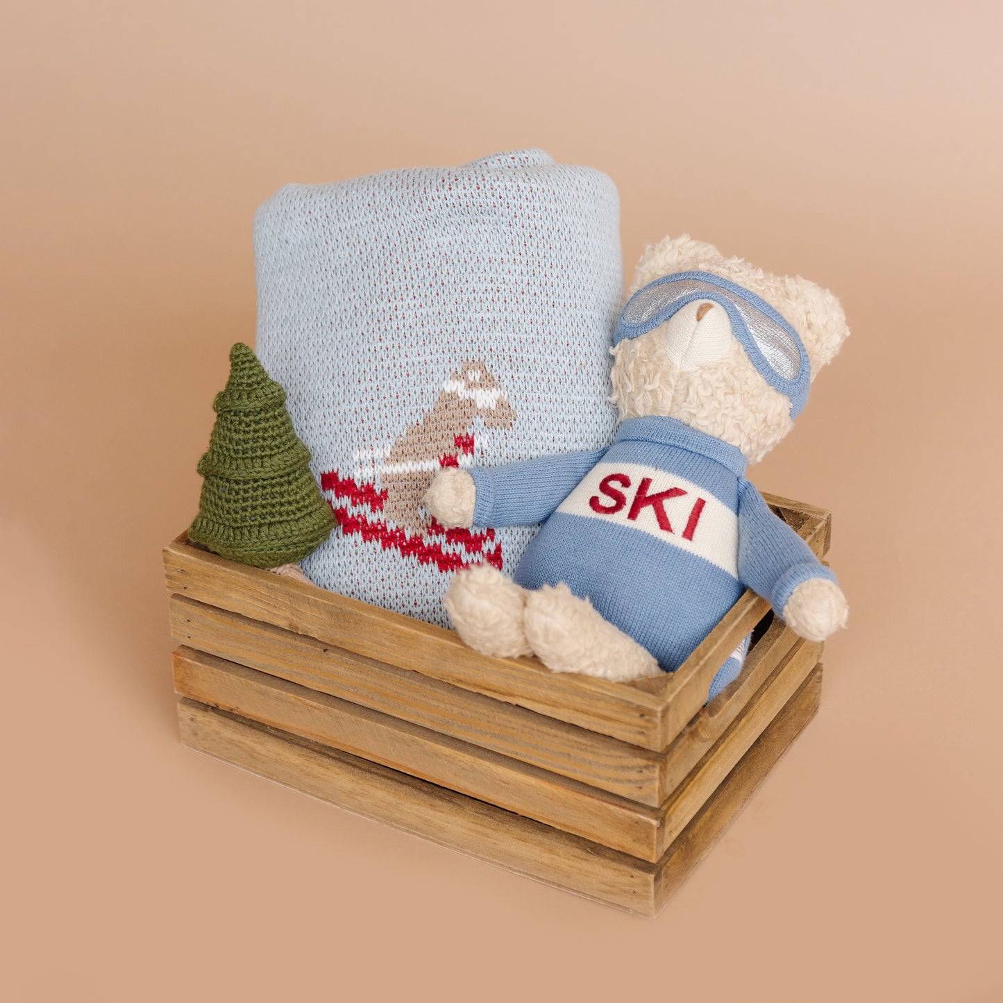 Ski Blanket and Bear Plush Toy Gift Set