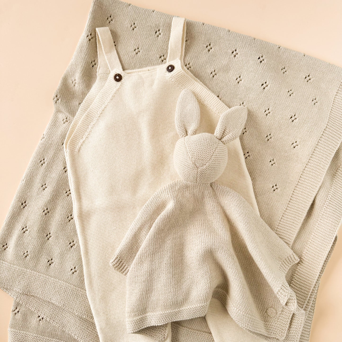 Pique Blanket & Bunny Lovey Gift Set, Birch | Organic Cotton