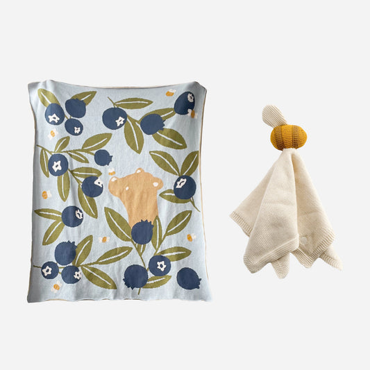 Blueberry Blanket Lovey Set, Bee