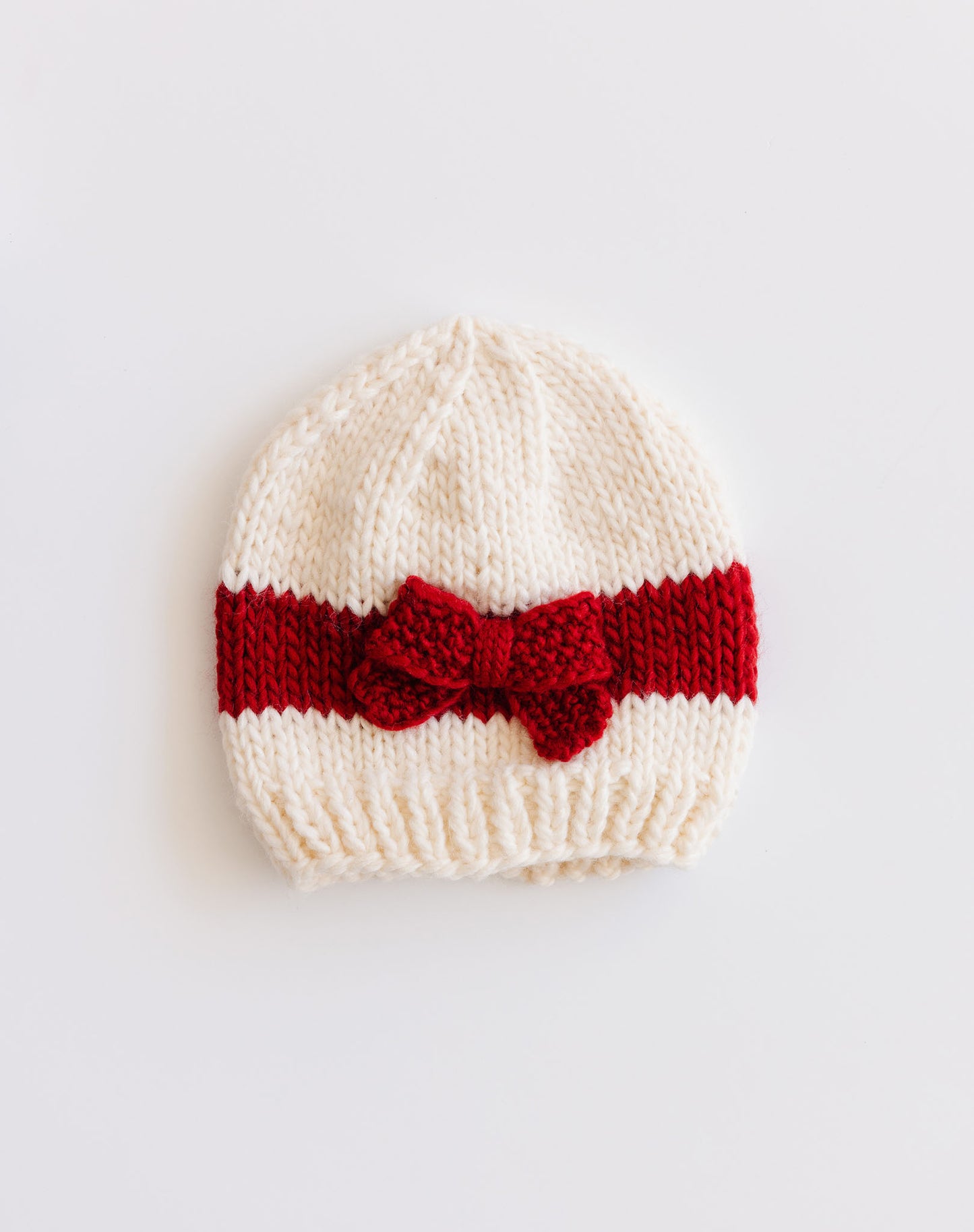 Bow Hat, Cream/Red