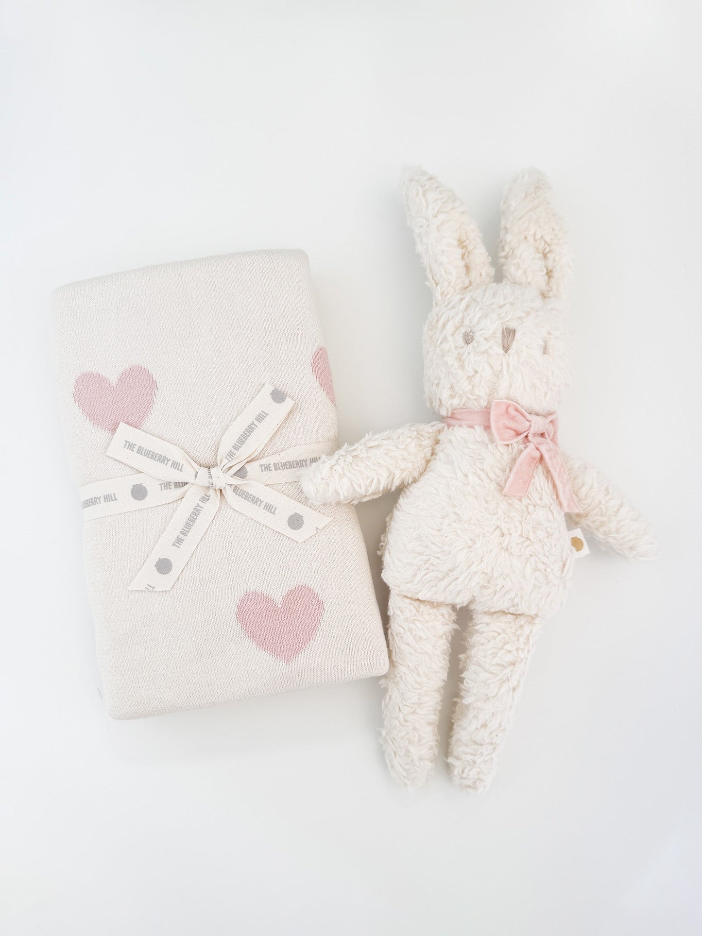 Heart I Love You Blanket and Bunny Plush Toy Gift Set