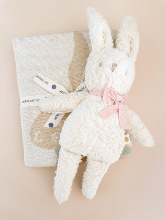 Pastel Bunny Blanket and Plush Toy Blush Gift Set