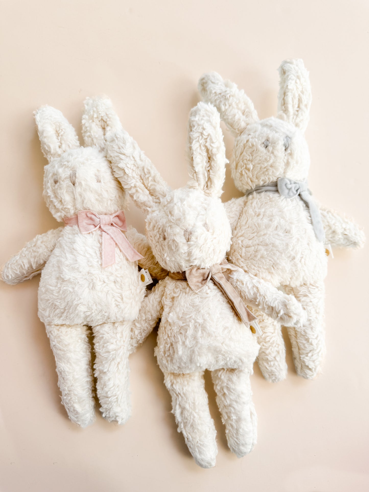 Charlie Bunny Plush Toy, Taupe Bow