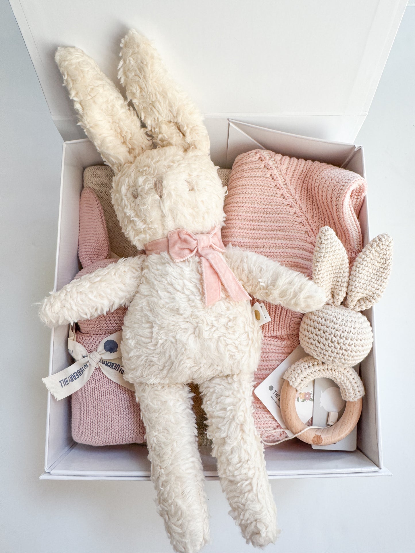 Charlie Bunny Plush Toy, Pink Bow