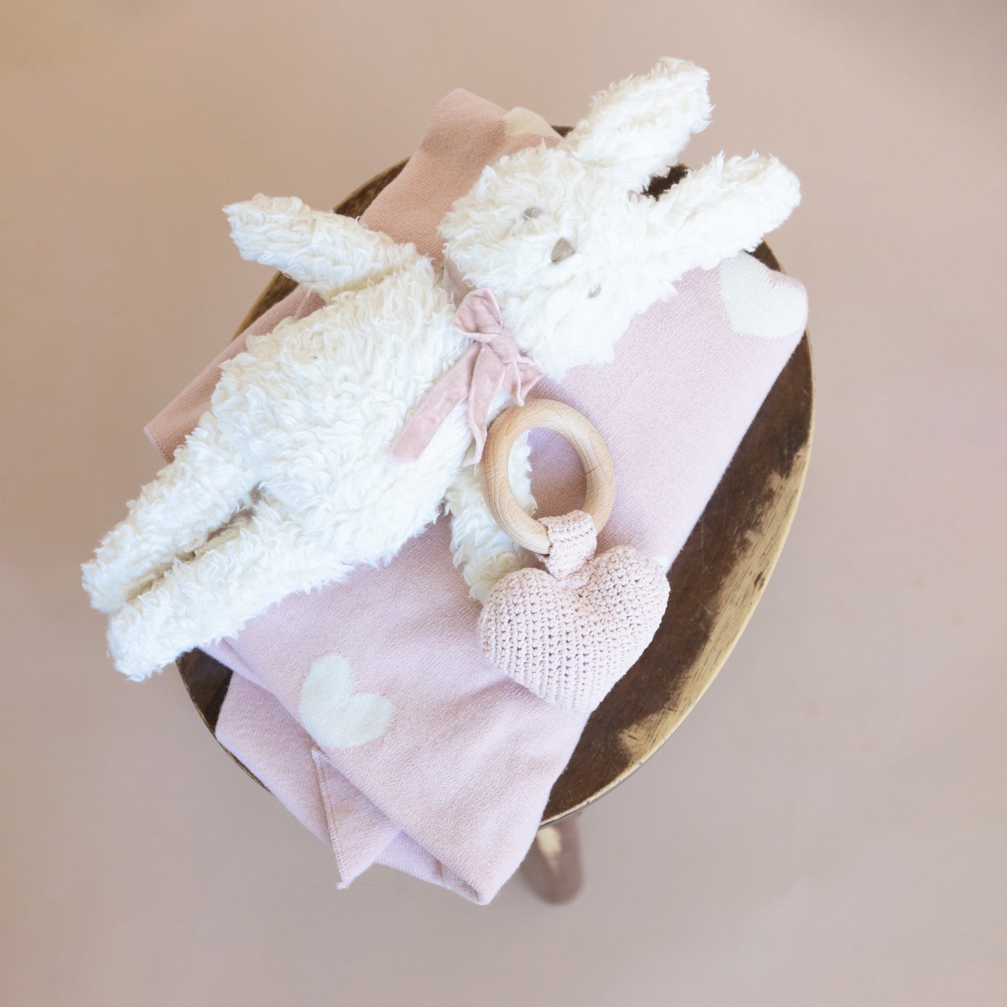 Charlie Bunny Plush Toy, Pink Bow