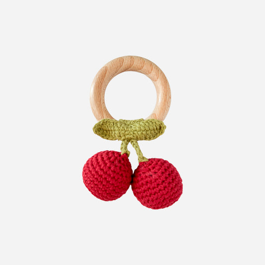 Cotton Crochet Rattle Teether Cherry
