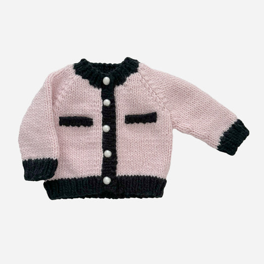 Coco Cardigan, Baby Pink/Black