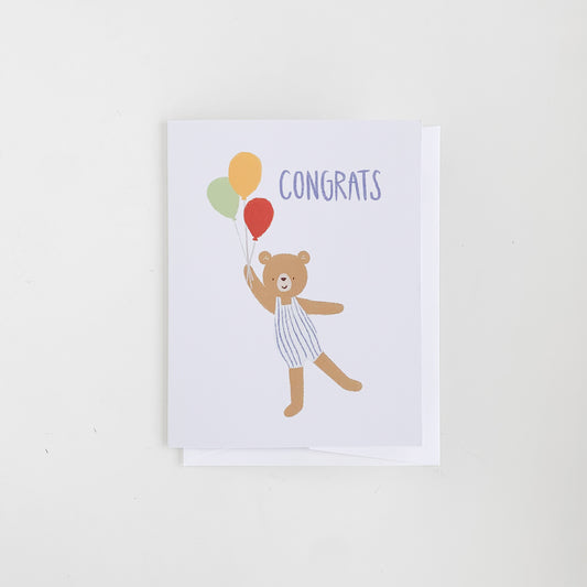 Congrats Balloon Bear Greeting Card