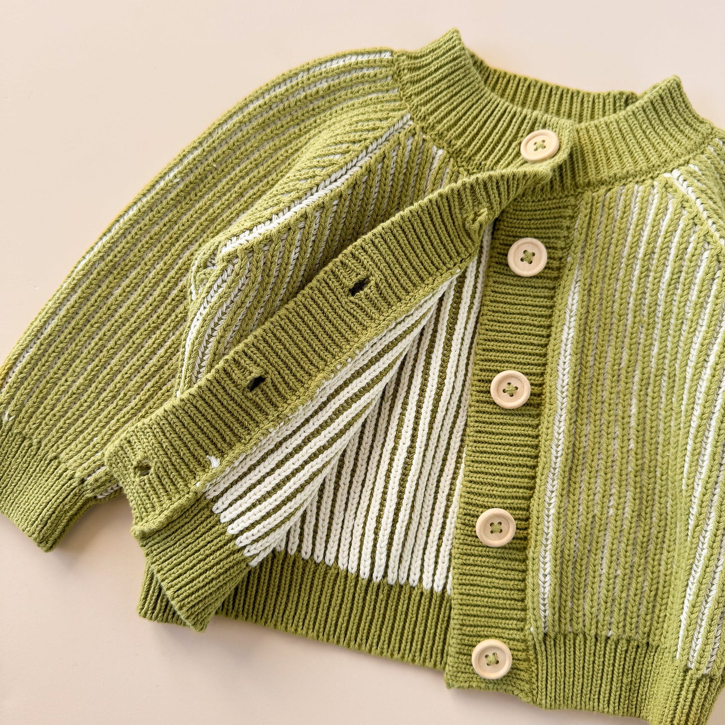 Cotton Brioche Cardigan, Green