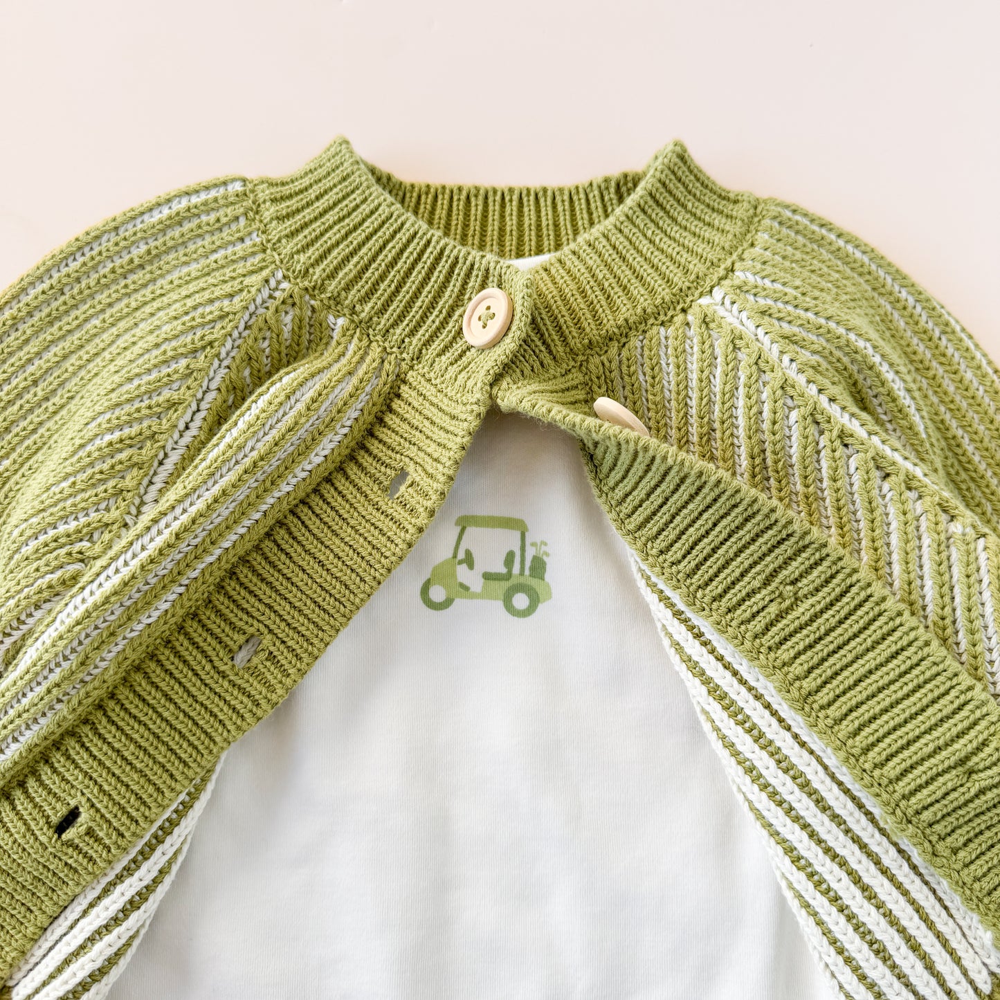 Cotton Brioche Cardigan, Green