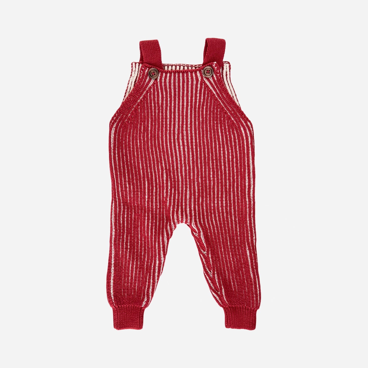 Red Cotton Brioche Overalls