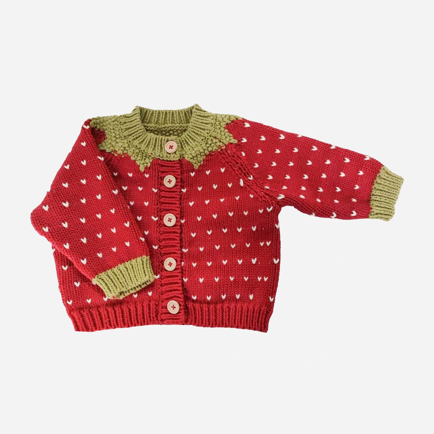 Cotton Strawberry Cardigan, Red