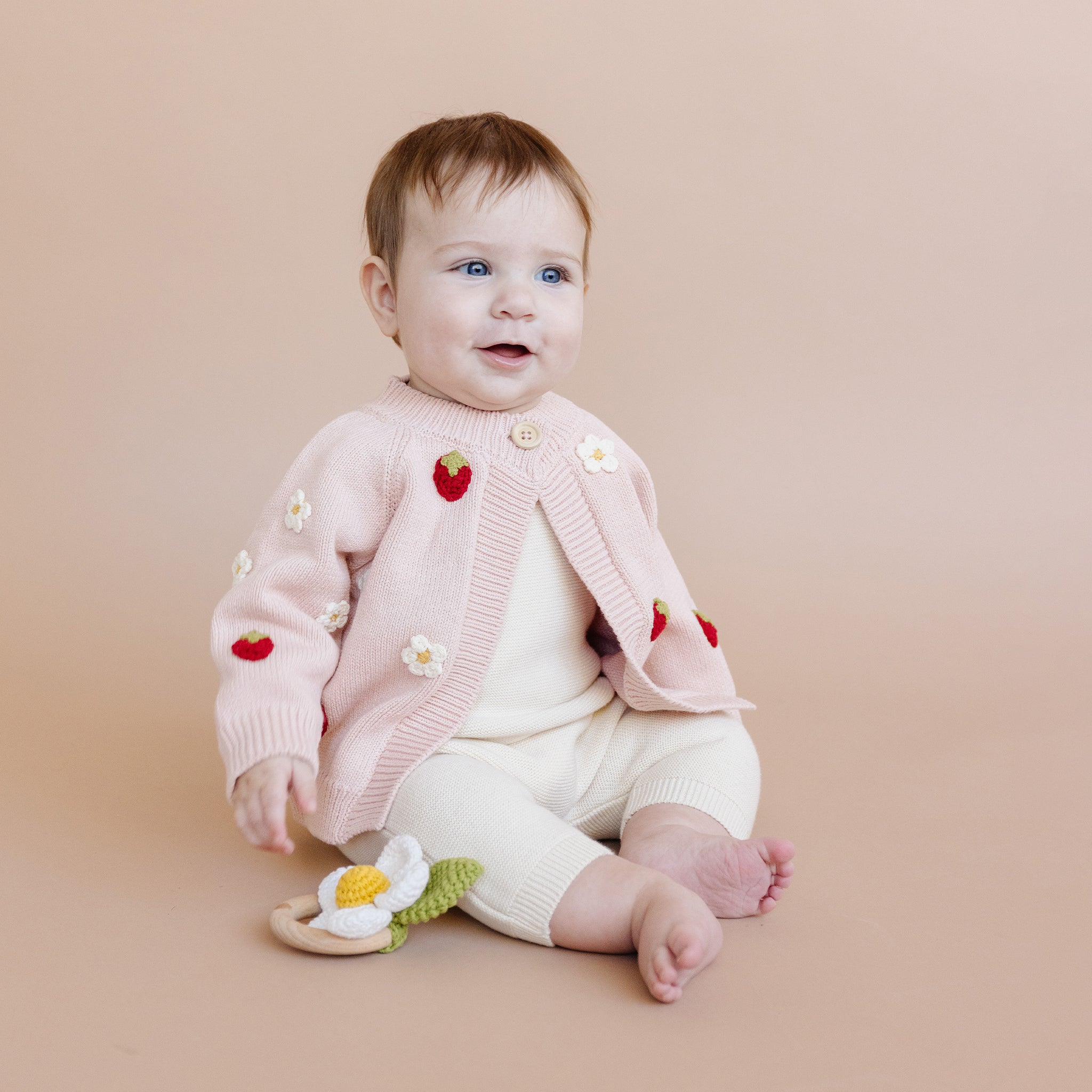 Cotton Strawberry Flower Cardigan, Blush – The Blueberry Hill
