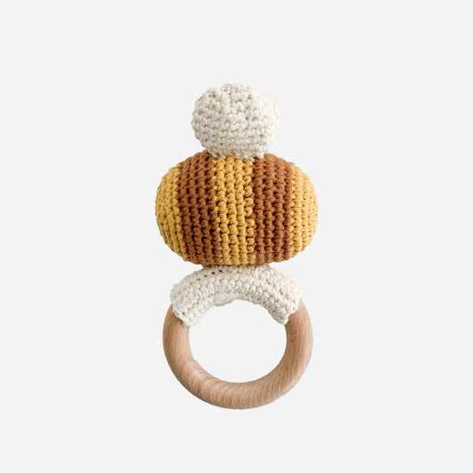 Cotton Crochet Rattle Teether Bee