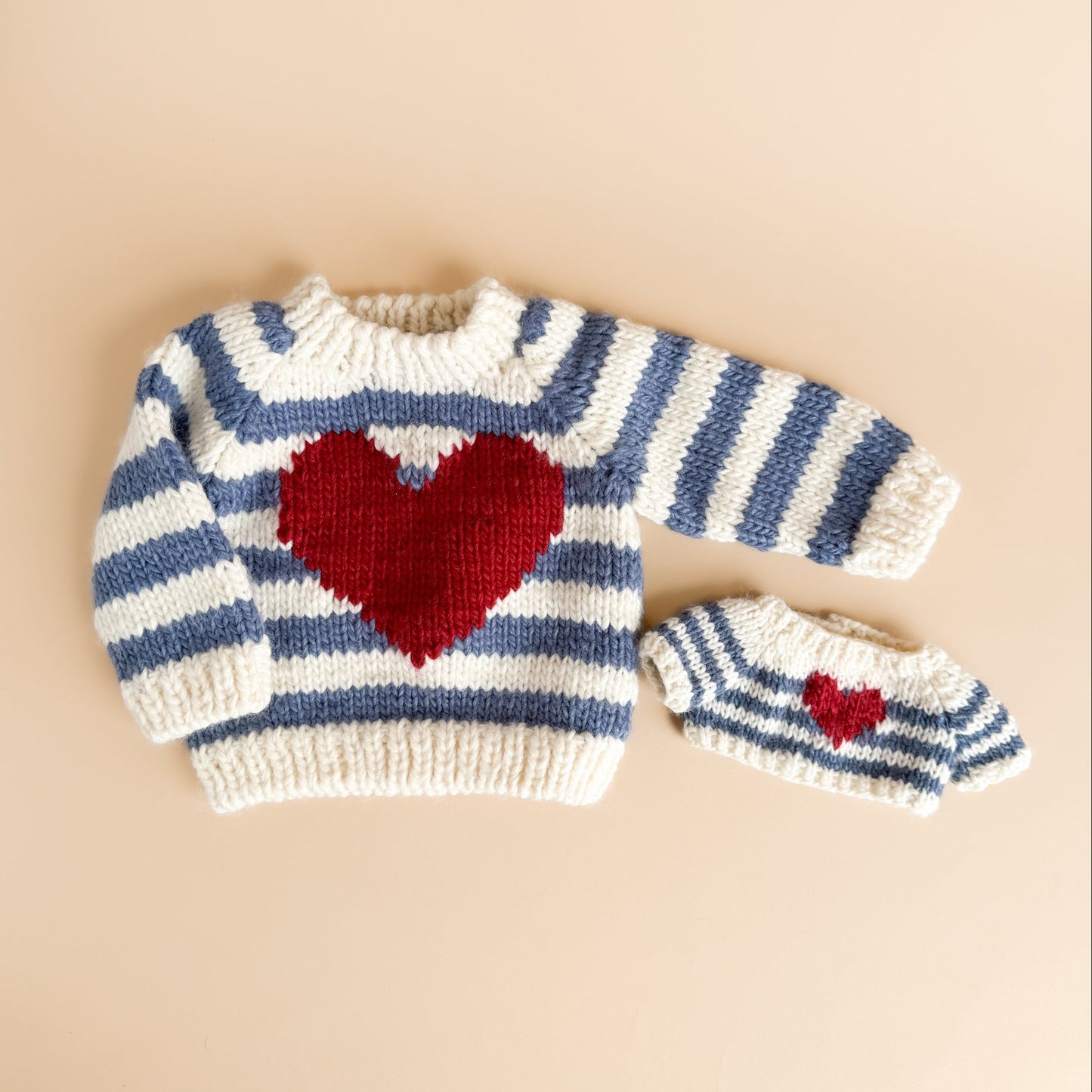 Stripe Big Heart Sweater