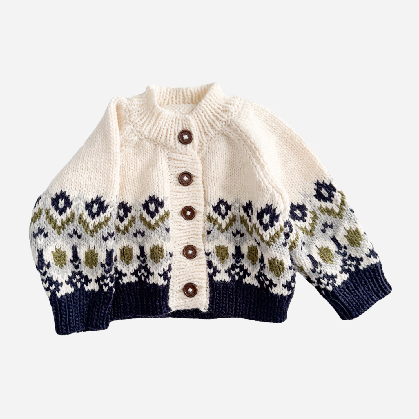 Fairisle Knit Cardigan, Navy