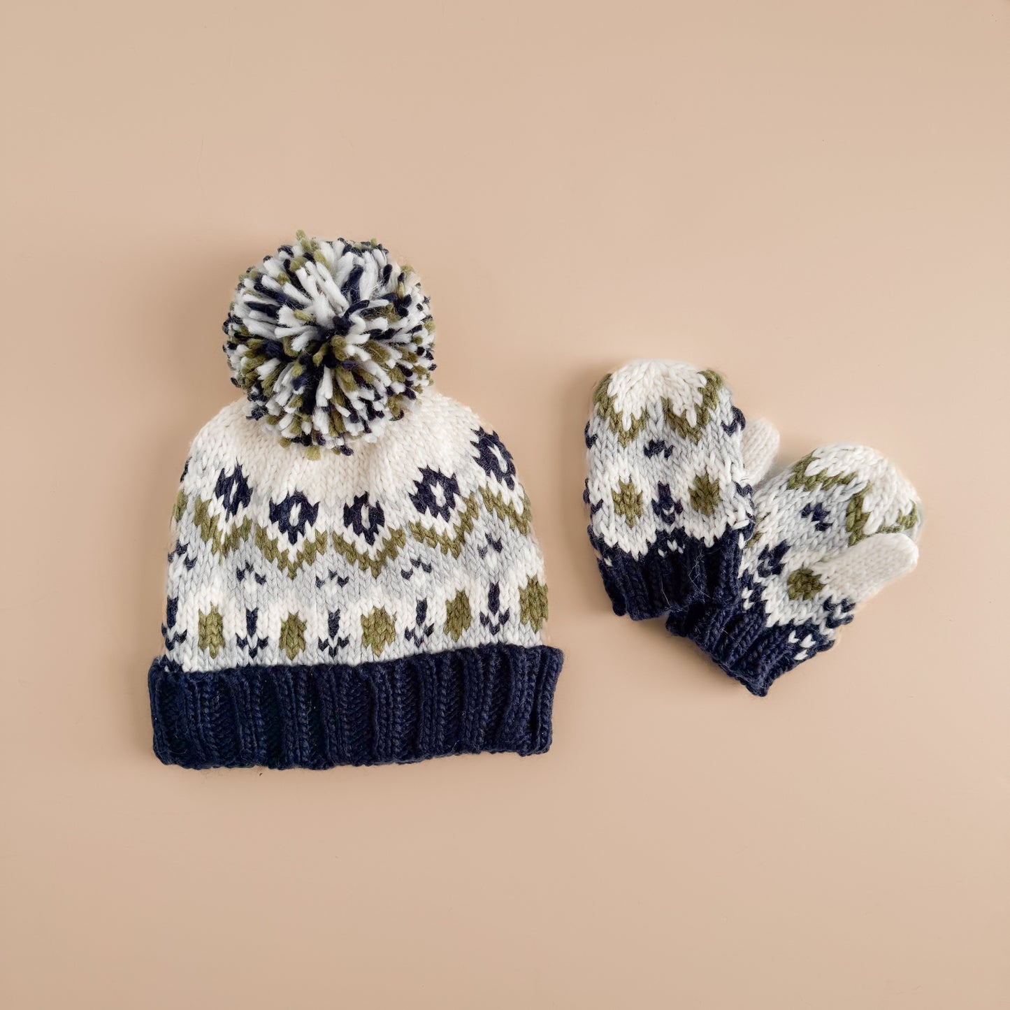 Fairisle Knit Hat, Navy