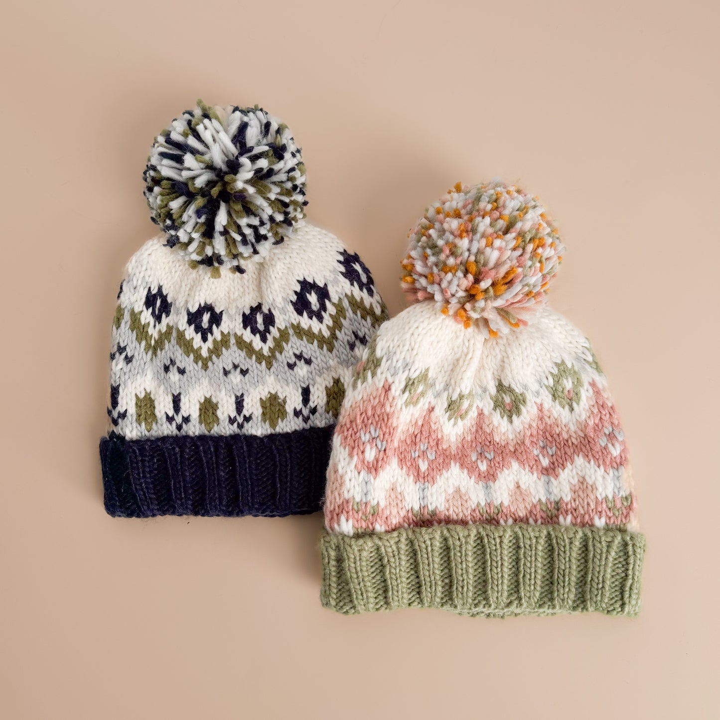 Fairisle Knit Hat, Navy