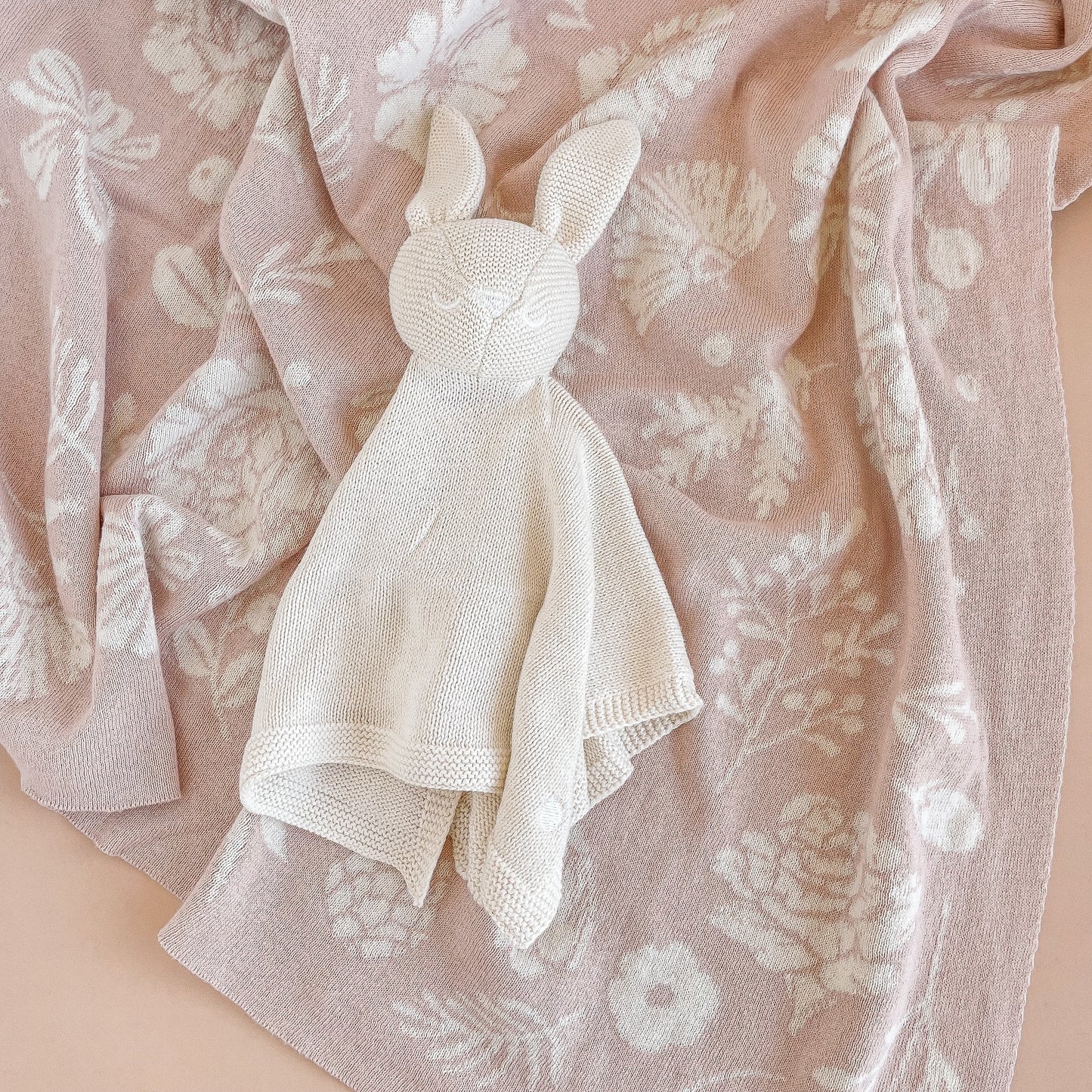 Floral Blanket & Bunny Lovey Baby Gift Set | Organic Cotton