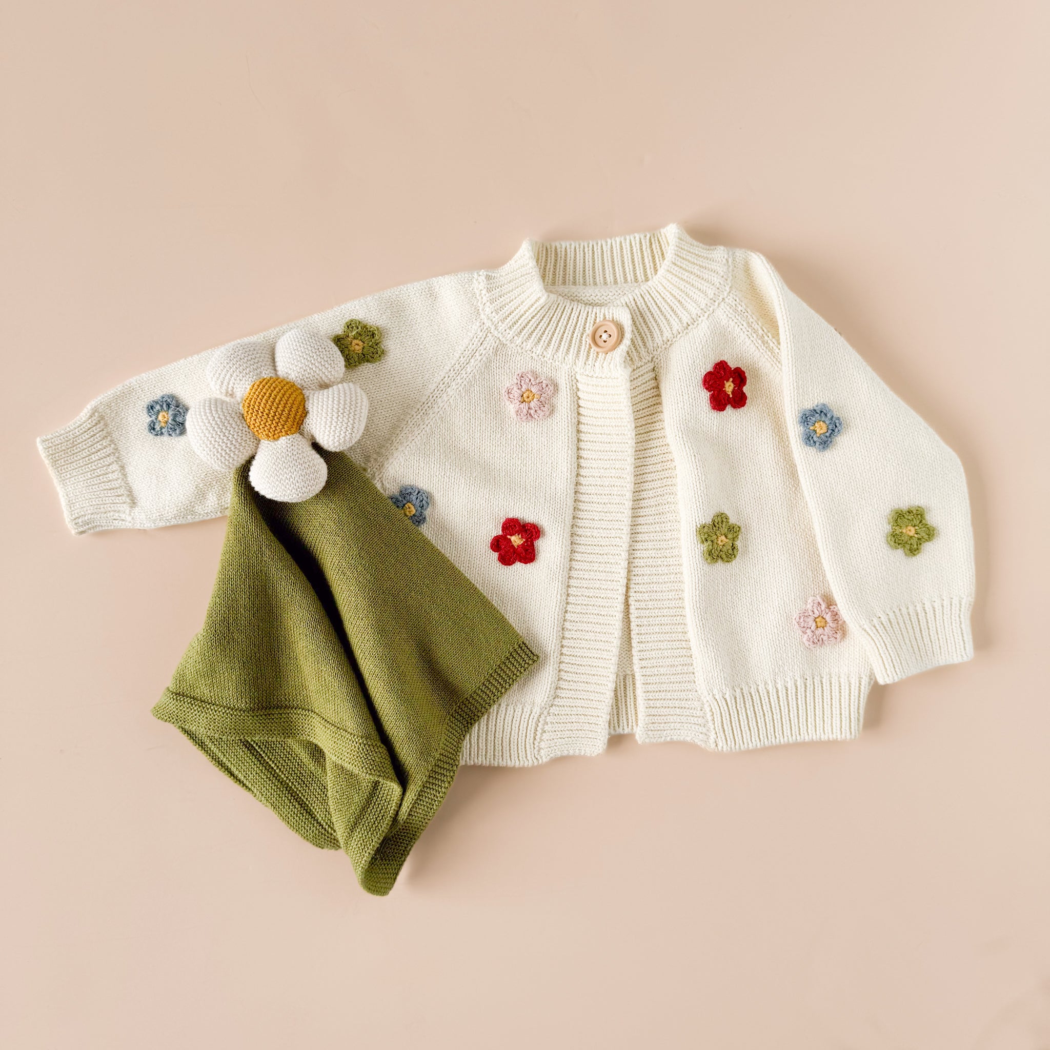 Cotton Flower Cardigan and Lovey Spring Baby Girl Gift – The Blueberry Hill