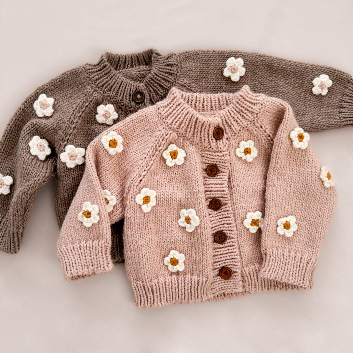 Spring Floral Cardigan Hand-Knit Flower in Cardigan Tan: Perfect for Spring Easter – The ...