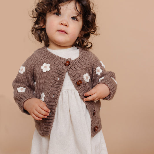 Flower Cardigan, Tan