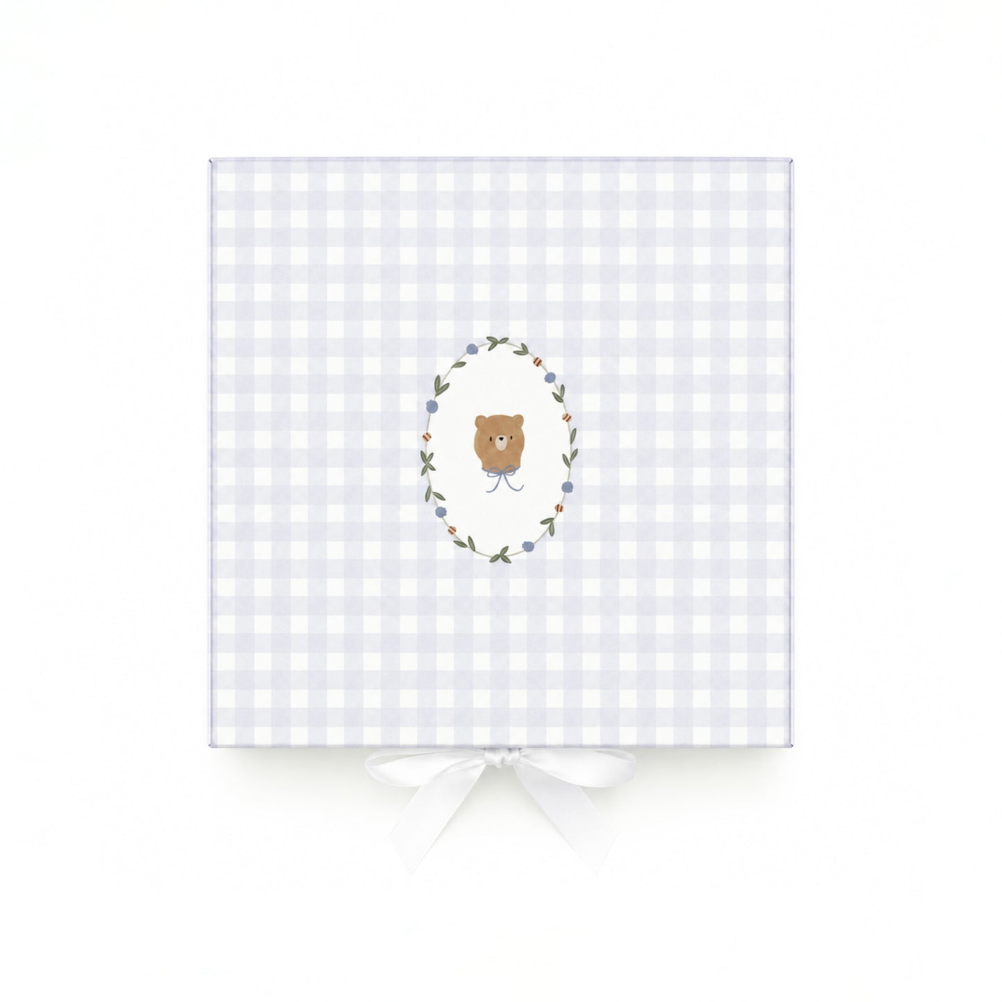 Gift Box, Blue Gingham Bear